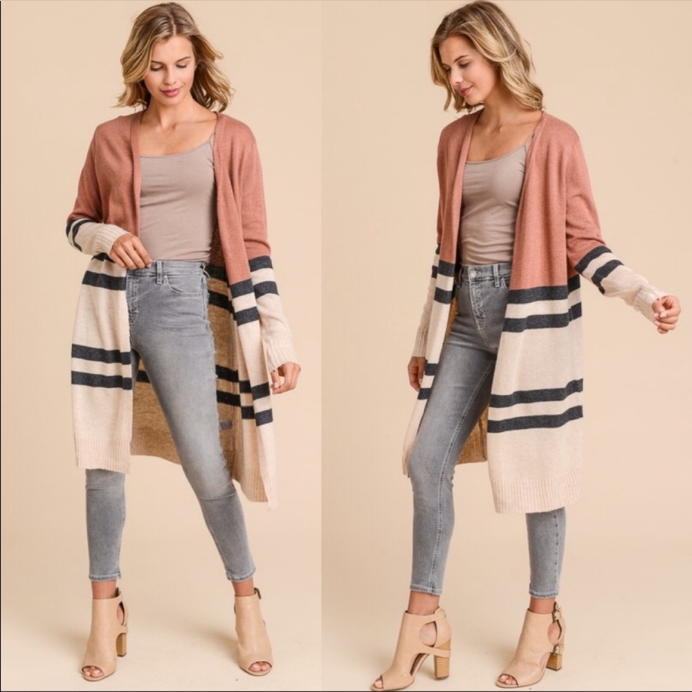 1️⃣ LEFT!! Long Sleeve Color Block Cardigan - Picture 8 of 8